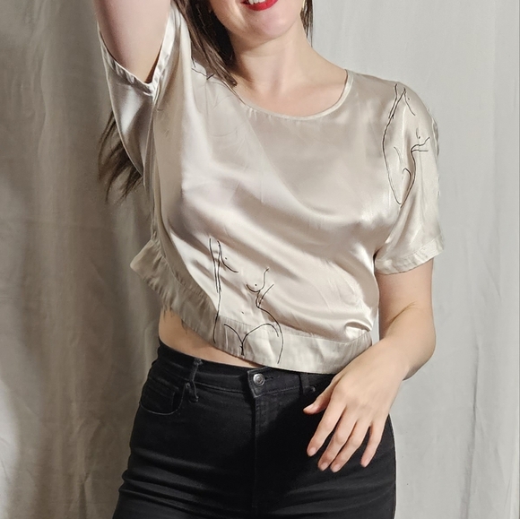 Silk Millie & Lou Top With Line Drawn Women - Picture 1 of 5